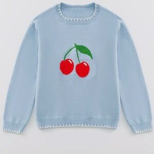 Sky Blue Cherry Knit Sweater